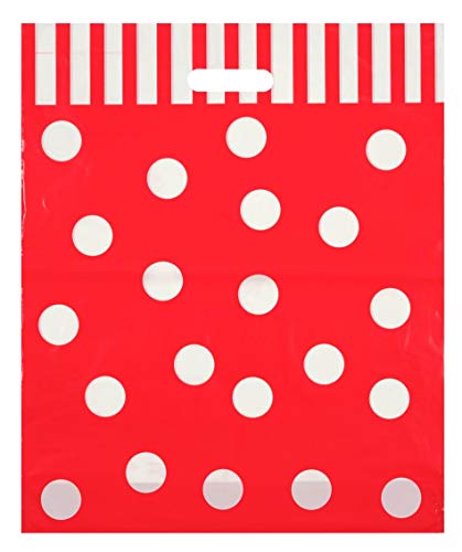 15x18 Red Die Cut Handle Bags with White Dots 50/cs - color: Red, size: 15x18