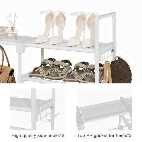 WOWLIVE 9 Tier 3-Column Shoe Rack, 50-55 Pairs Stackable White - color: White, size: 3 Row 9 Tier