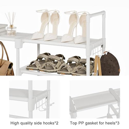 WOWLIVE 9 Tier 3-Column Shoe Rack, 50-55 Pairs Stackable White - color: White, size: 3 Row 9 Tier