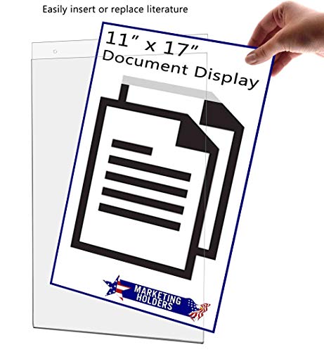 25 Pack Wall 11" x 17" with 2 Predrilled Holes and Hanging Hardware for Promotional Posters and Event Announcements at Concert Venues and Trade Shows Clear Acrylic by Marketing Holders - size: 11"w x 17"h