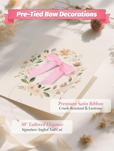 50 Pcs Pink Mini Bows 2.75 Inch Twist Tie Bows, Pink Bows for Gift Wrapping - color: Pink