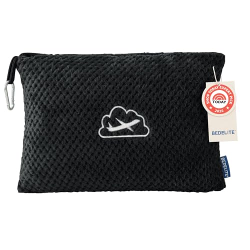 BEDELITE Travel Blanket with Bag, Jacquard Fleece Blanket 65"x40", Black - color: Black