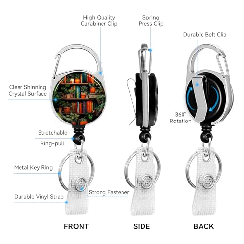 2 Pack Bookshelf ID Badge Holder with Clip Badge Reels - color: 2 Pack-bookshelf