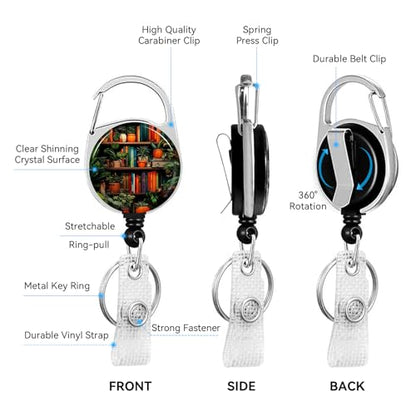 2 Pack Bookshelf ID Badge Holder with Clip Badge Reels - color: 2 Pack-bookshelf