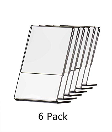 6 Pack Small Vertical Business Card Frame 2.25 x 3.25 Side Loading Clear Acrylic Name Plate Table Setting Display Stand Holders Table Tent Countertop Sign Holder by Marketing Holders - size: 2.25"W x 3.25"H