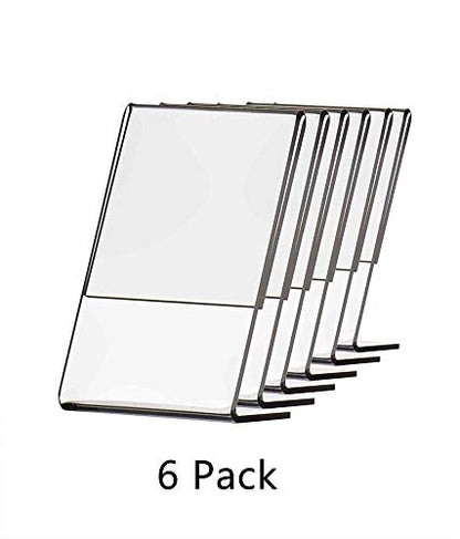 6 Pack Small Vertical Business Card Frame 2.25 x 3.25 Side Loading Clear Acrylic Name Plate Table Setting Display Stand Holders Table Tent Countertop Sign Holder by Marketing Holders - size: 2.25"W x 3.25"H