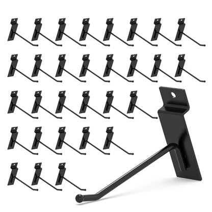 HUHOLE 32PC 4 Inch Slatwall Hooks Steel Hangers - style: Slatwall Hooks 4 Inch