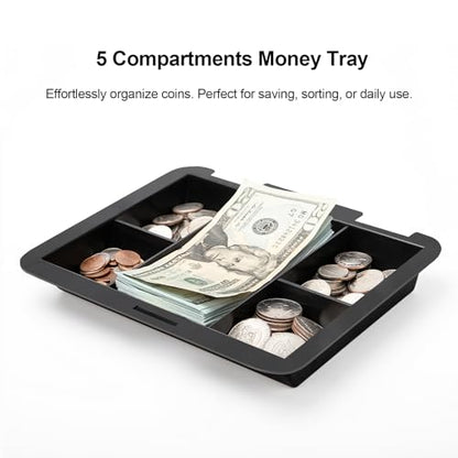 Jssmst Large Cash Box with Combination Lock – Durable Metal Cash Box with Money Tray Black(9.8 x 7.9 x 3.5), SM-CB07001L - color: Black, size: Large