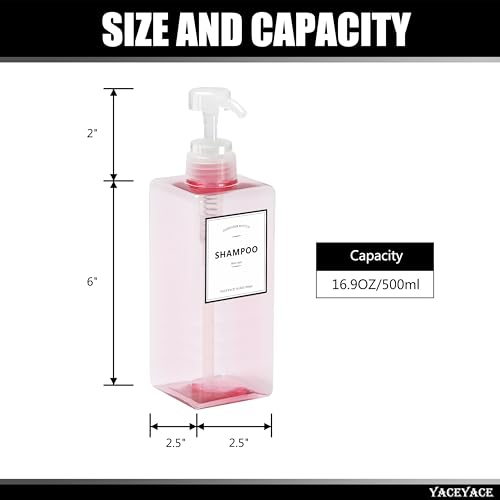 Pink Shampoo and Conditioner Set of 3, 16.9oz Clear Shampoo - color: Pink Clear, size: 2.5"L x 2.5"W x 8"H