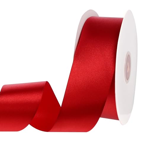 woric Red Satin Ribbon 1.5 Inch 60 Yards for Gift Wrapping - color: Red