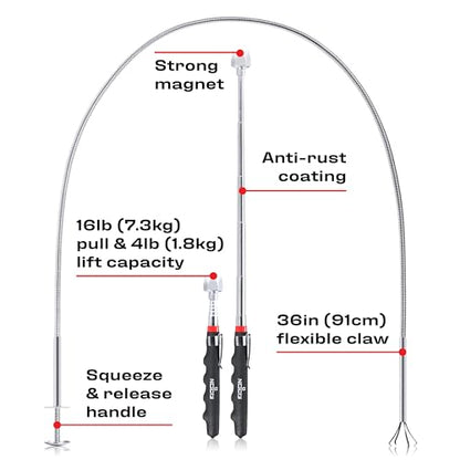 NoCry Premium Tool Set — Magnetic Claw Grabber and Telescopic Pickup Stick - style: Set A - Claw and Pick-up Tool