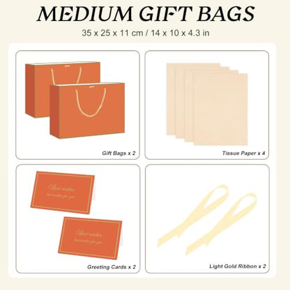 woric 2 Pcs Orange Gift Bags with Handles, 14" Medium Fall Gift Bags - color: Orange