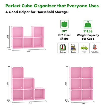 C&AHOME 6-Cube Storage Organizer Cube Shelf Closet Storage Bookcase, Pink - color: Pink