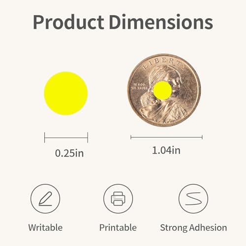1/4" Yellow Dot Stickers Small Tiny Mini Little Circle Stickers - color: Yellow, size: 1/4 INCH