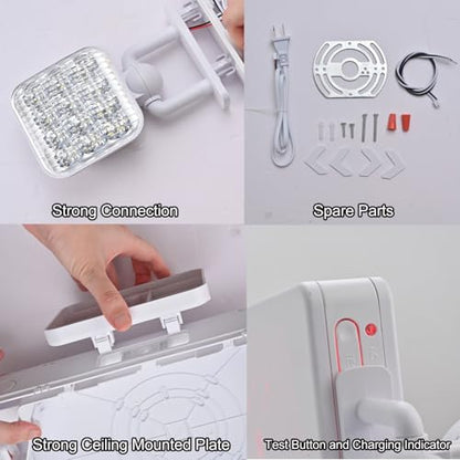 Red Exit Sign with Emergency Lights, 200lm 3Hours Plug in Exit Sign Battery Backup Lights for Business,Commerical Emergency Lighting Combo UL 924 AC85-277V Double Face - color: White Housing +Red EXIT, size: Square Heads