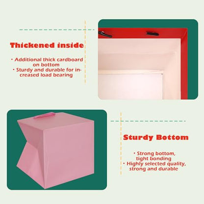 ADIDO EVA 1 Pcs Pink Large Square Gift Bags 12x12x12 in Large Gift Bags - color: Pink, size: 12x12x12 Inch (Pack of 1)