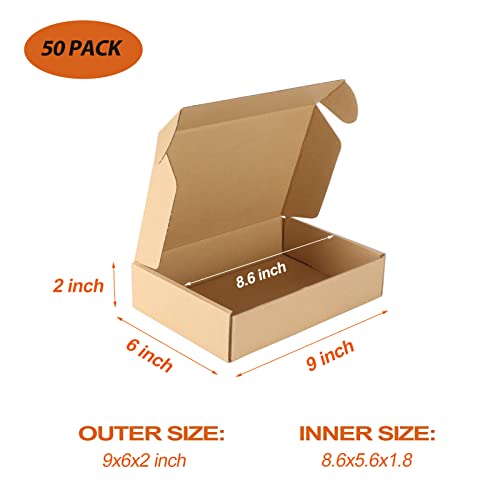 PHAREGE 50 Pack 9x6x2 inch Small Shipping Boxes, Brown Mailing Boxes - color: Brown, size: 9x6x2 inch 50 Pack