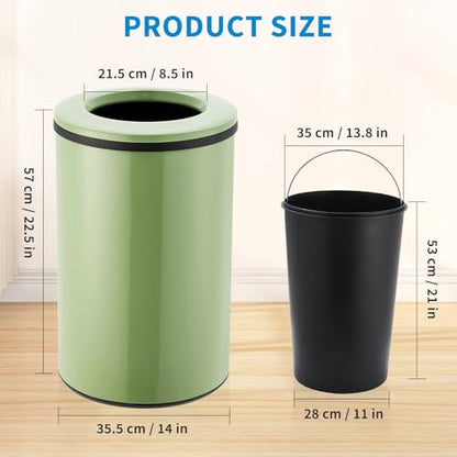 Garvee 10.6 Gallon Open Top Stainless Steel Trash Can with Inner Bucket - color: Green