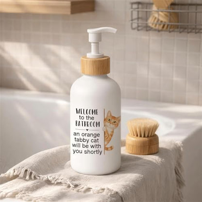 Orange Tabby Cat Bathroom Glass Soap Dispenser with Pump - color: Tabby Cat