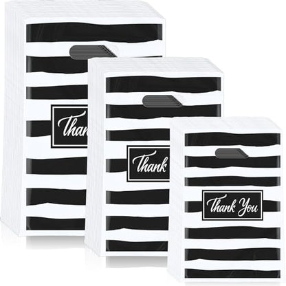 Jeyiour 300 Pcs Thank You Plastic Bags with Handles for business,Stripe - style: Stripe