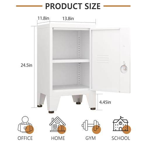 pozdeg 24.5" White Lockable Steel Small Employee Storage Locker - color: White, size: 11.8"D x 13.8"W x 24.5"H