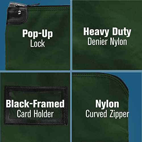 BankSupplies HIPAA Locking Courier Bags Forest Green 19W x 15H Laminated Nylon Fabric Metal Pop Up Lock