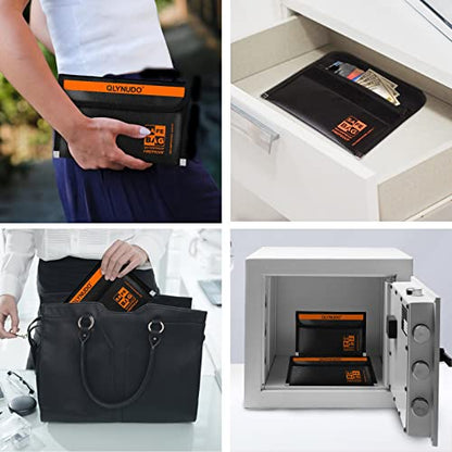 Small Fireproof Money Bag for Cash, Stealth Nesting 2-Pack - color: small-black+big-black