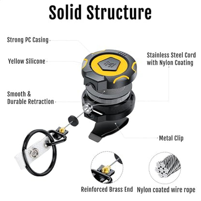 MNGARISTA Heavy Duty Retractable Badge Reel, 10 oz 31.5'' Keychain - color: Yellow Keychain 1 Pcs