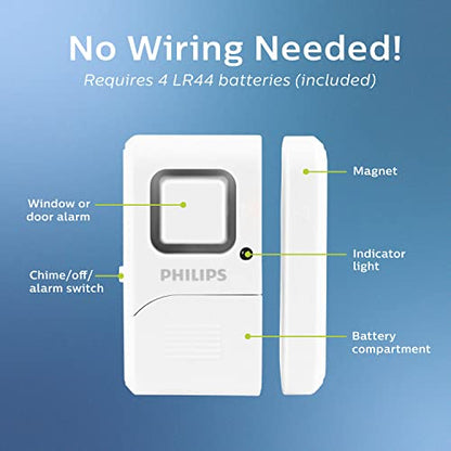 Philips Personal Security Window and Door Alarm, 10 Pack, Wireless Chime - size: 10 Pack