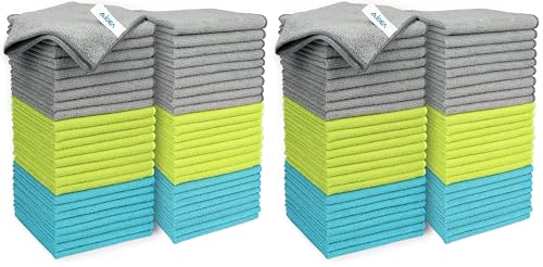 AIDEA Microfiber Cleaning Cloth-50PK, Soft Microfiber Towels for Cars, Absorbent Cleaning Rags, Lint-Free Streak-Free Wash Cloths for House, Kitchen, Window(12in.x12in) (Pack of 2) - color: Multi-colored, size: 12 in. x 12 in. (Pack of 2)