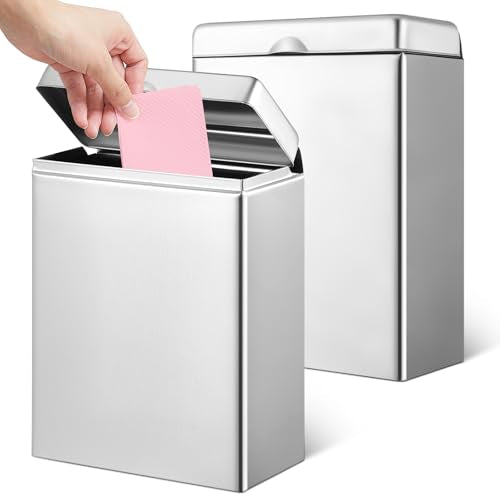 Tioncy 2 Pcs Sanitary Napkin Receptacle Wall Mounted,Natural Color - color: Natural Color