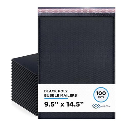 Black Bubble Mailers 9.5x14.5 Self Seal Poly Padded Envelopes #4, 100 Pack - color: Black, size: 9.5"x14.5" / 100 Pack