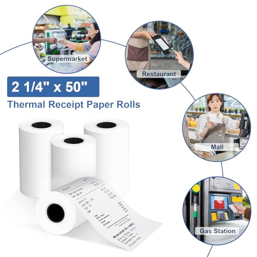 2 1/4" x 50' Thermal Receipt Paper Rolls 50 Rolls,BPA Free Receipt Paper - style: 2 1/4" x 50' Thermal-50Rolls