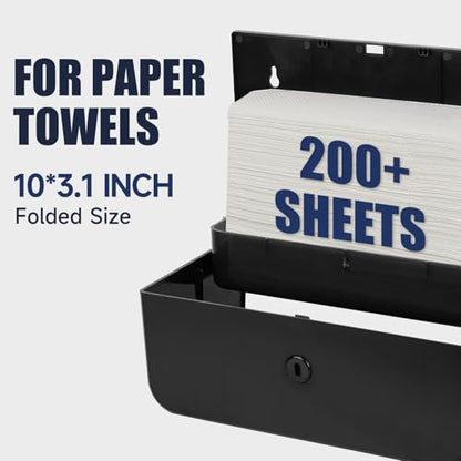 AIKE 200 Sheets Wall Mount Paper Towel Dispenser,Fit Multifold Paper,Black - color: Black