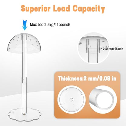 Acrylic Wig Stand Hat Display Stand Adjustable Clear 2-Pack