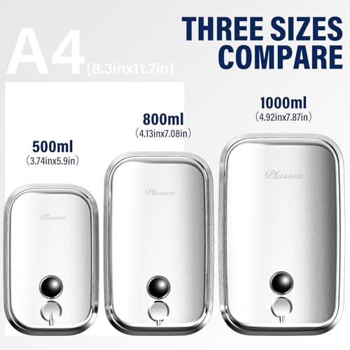 Commercial Soap Dispenser Wall Mount 304 Stainless Steel, Manual Liquid Hand Soap Dispenser for Bathroom Restroom Restaurant Hotel Office, Anti-Leak Pump - size: 500ml(17oz)