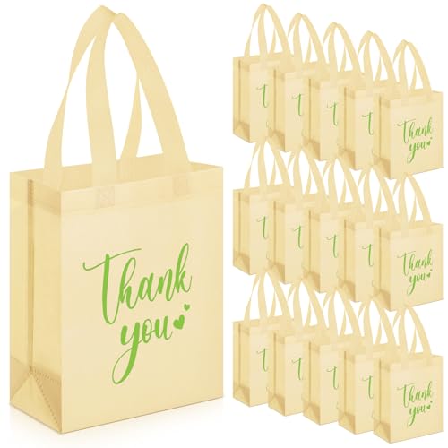 Sweetude 30 Thank You Non Woven Gift Bag, 10 x 8 x 4 Inch, Beige - color: Beige, size: 10 X 8 X 4 Inch