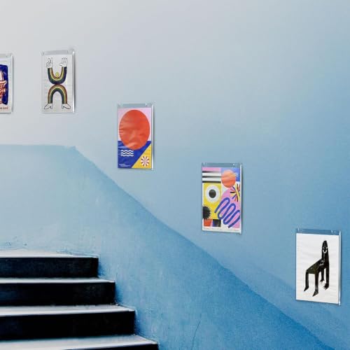 NIUBEE 4x6 Acrylic Wall Sign Holder Vertical Wall Mount 6 Pack - size: Vertical 6 Pack 4" x 6"