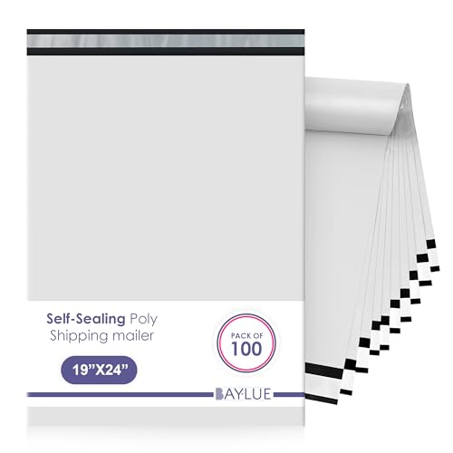 Poly Mailers 19x24, Self Seal Shipping & Mailing Bags, 100 Pack Bulk - color: White, size: 19x24/ 100 Pack