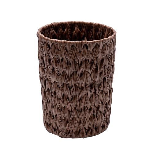 GRANNY SAYS Small Wicker Trash Can, 2 Gallon Bathroom Waste Baskets, Brown - color: Brown, size: Round - 7½"D x 9¾"H