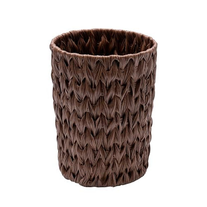 GRANNY SAYS Small Wicker Trash Can, 2 Gallon Bathroom Waste Baskets, Brown - color: Brown, size: Round - 7½"D x 9¾"H
