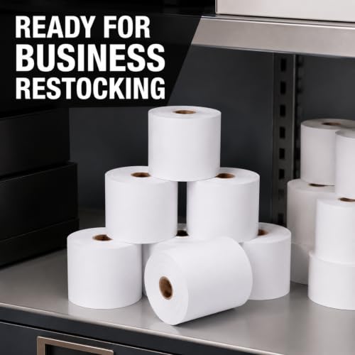 Thermal Paper Rolls, 2 1/4" x 50', 50 Rolls/Case, White Receipt Paper for POS & Credit Card Terminals - size: 2 1/4" x 50'