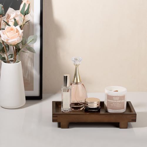 Bathroom Counter Tray Wooden Riser Display Kitchen Soap Holder, Walnut - color: Walnut, size: 9.4" x 4.7" x 1.7"