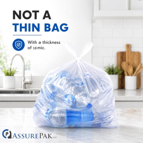 ASSUREPAK White Unprinted HDPE Bags, 17" x 8" x 29", 18 Micron, 500 Count