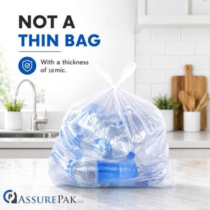 ASSUREPAK White Unprinted HDPE Bags, 17" x 8" x 29", 18 Micron, 500 Count