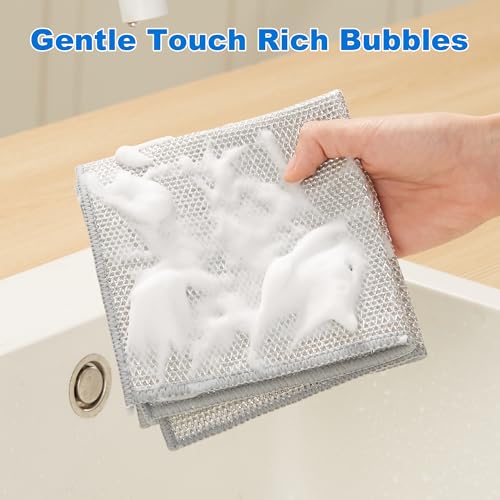 JOYMOOP Non Scratch Wire Dishcloth, 3 Piece Set, Medium, Silver - color: W