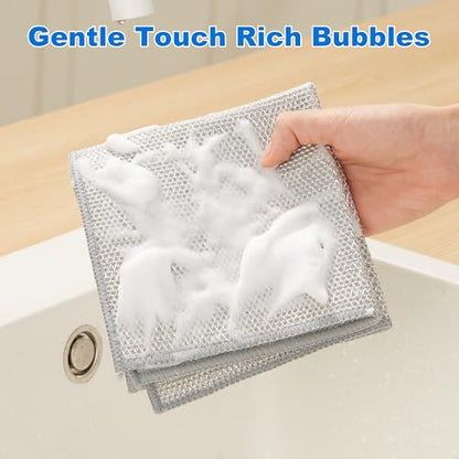 JOYMOOP Non Scratch Wire Dishcloth, 3 Piece Set, Medium, Silver - color: W
