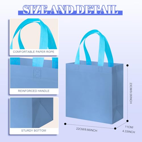 Sweetude 16 Pcs Blue Gift Bags, Reusable Non-woven Tote with Handles - color: Blue