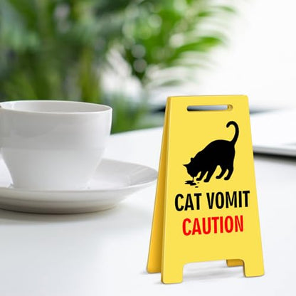 Funny Cat Vomit Caution Acrylic Sign Do Not Disturb Mini Sign Funny Cute Gag Office Desk Accessories Decor Decorations Gifts for Work Women Cat Lovers - style: CAT VOMIT