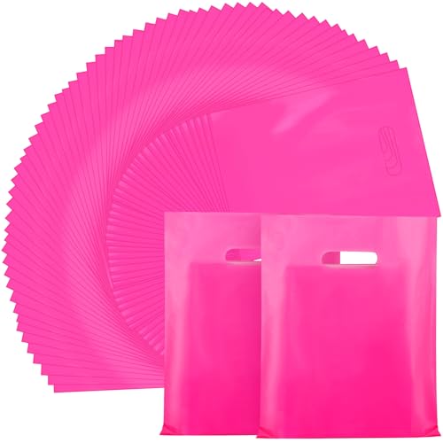 Kosiz 1000 Pcs Plastic Merchandise Shopping Bag Bulk 9 x 12'', Pink - color: Pink